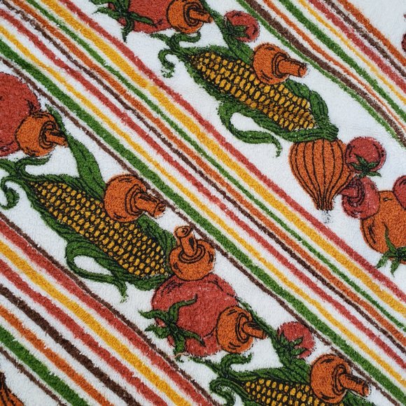 Vintage 1970/1980s Set Kitchen Terry Hand Towels/WashCloth-Mushrooms-Vegetables - Picture 4 of 5